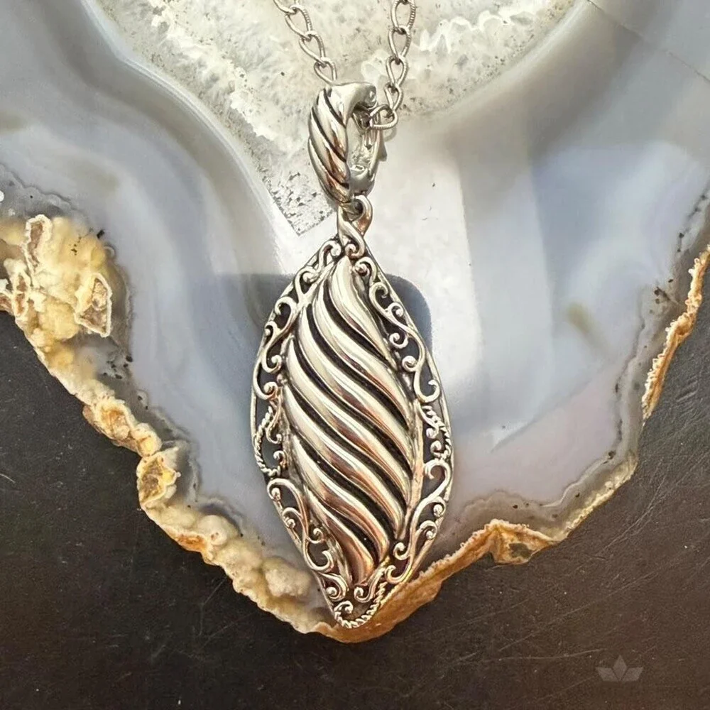 Carolyn Pollack Sterling Silver Swirl Decorated Enhancer 16